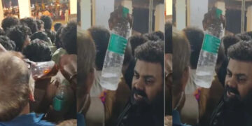 ഉത്സവത്തിനിടെ ക്ഷേത്രത്തിനകത്ത് പരസ്യ മദ്യപാനം, കുപ്പിയിലുള്ള മദ്യം മാറി മാറി കുടിച്ച് യുവാക്കള്‍, ചോദ്യം ചെയ്ത സ്ത്രീകളെ ഭീഷണിപ്പെടുത്തി