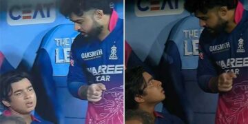 പരാ​ഗ് പുറത്തെ‌ടുത്തത് വൈഭവിന്റെ സെഞ്ചുറി രണ്ടാം തവണയും നഷ്ടമായതിന്റെ നിരാശയോ, അതോ കുറച്ചുകൂടി പണിയെടുപ്പിക്കാൻ പറ്റാത്തതിന്റെ ഫ്രസ്ട്രേഷനോ? 96 റൺസെടുത്ത് പുറത്തായ പിന്നാലെ ഡഗൗട്ടിൽ ഇരുന്ന വൈഭവിനോട് കൈചൂണ്ടി 11 റൺസെടുത്ത ക്യാപ്റ്റൻ, നിസ്സഹായനായ മുഖവുമായി ആ 15 കാരൻ