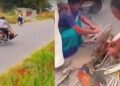 ഒന്നനങ്ങാൻ പോലുമാകാതെ നിസ്സഹായനായി റോഡിൽ… പച്ച മാംസത്തിൽനിന്ന് മനുഷ്യമൃ​ഗങ്ങൾ പീലികൾ രക്തത്തോടെ ഓരോന്നായും കൂട്ടമായും വലിച്ചൂരുന്നു…റോഡ് മുറിച്ചുകടക്കുന്നതിനിടെ ബൈക്ക് തട്ടിയ മയിലിന്റെ ശരീരത്തിൽ നിന്ന് പീലി വലിച്ചുപറിച്ച് നാ‌ട്ടുകാർ… വീഡിയോ വൈറലായതോടെ സമൂഹമാധ്യമങ്ങൾ വൻ പ്രതിഷേധം