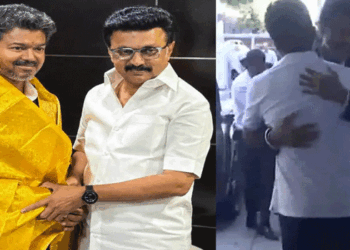 എം.കെ സ്റ്റാലിന്റെ വീട്ടിലെത്തി മുഖ്യമന്ത്രി വിജയ്; പൊന്നാടയണിയിച്ച് സ്വീകരിച്ച് മുൻമുഖ്യമന്ത്രി