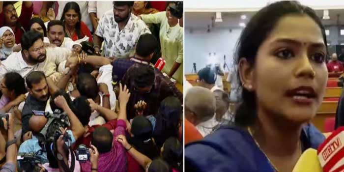 ‘സുഗതൻ ഒപ്പിടാത്ത രജിസ്റ്ററിൽ ആരും ഒപ്പിടേണ്ട’- ബിജെപി!! ബിജെപി കൗൺസിലറുടെ രാജി ആവശ്യപ്പെട്ട് പ്രതിഷേധിച്ച കോൺഗ്രസ് അംഗങ്ങളുമായി ബിജെപി ഏറ്റുമുട്ടി. മിനിട്സ് ബുക്കിൽ ഒപ്പിടാൻ കോൺഗ്രസ് അംഗങ്ങളെ ബിജെപി കൗൺസിലർമാർ അനുവദിച്ചില്ല, നിയമപരമായി തന്നെ നേരിടും- കൗൺസിലർ വൈഷ്ണ സുരേഷ്