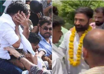 ‘ഭാരത് മാതാ കീ ജയ്, ജയ് ശ്രീറാം’… കോക്രോച്ച് ജനതാ പാർട്ടി സ്ഥാപകനെ മർദിച്ച കേസിൽ ജാമ്യം കിട്ടി പുറത്തിറങ്ങിയ പ്രതികളെ മാലയിട്ട് സ്വീകരിച്ച് ജനക്കൂട്ടം, വീഡിയോ വൈറൽ
