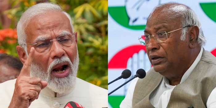‘ഒരാൾ രാജ്യത്തെ നശിപ്പിക്കുമ്പോൾ മറ്റേയാൾ ലോകത്തെ നശിപ്പിക്കുന്നു.. എന്നിട്ട് ഇരുവരും മൈ ഗുഡ് ഫ്രണ്ട്, മൈ ഗുഡ് ഫ്രണ്ട് എന്ന് പറഞ്ഞ് നടക്കുകയാണ്… ഇവരുടെ ഈ സൗഹൃദം ഉണ്ടായിരുന്നില്ല എങ്കിൽ എണ്ണവില ഇത്രയധികം ഉയരുമായിരുന്നില്ല!! മോദി എല്ലാവരേയും പ്രീതിപ്പെടുത്താൻ ശ്രമിച്ചുകൊണ്ട് നമ്മുടെ കഴുത്തിൽ കുരുക്കിടുകയുമാണ്’- മല്ലികാർജുൻ ഖർഗെ