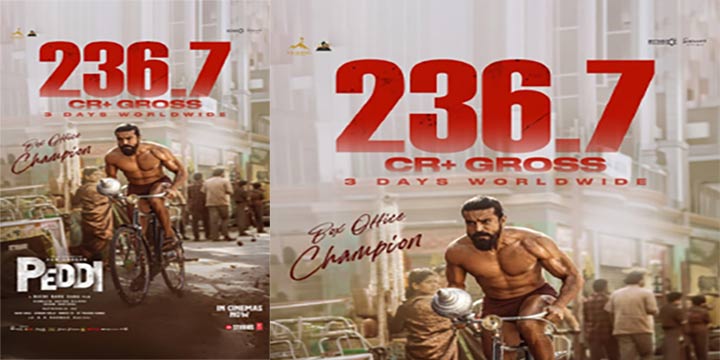 236 കോടിക്ക് മുകളിൽ ആഗോള ഗ്രോസ്സുമായി ‘പെദ്ധി’ ; 3 ദിനം കൊണ്ട് റെക്കോർഡ് കളക്ഷനുമായി രാം ചരൺ- ബുചി ബാബു സന ചിത്രം