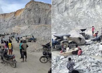 ട്രാ​ക്ട​ർ ഉ​പ​യോ​ഗി​ച്ച് മു​ക​ളി​ലെ പാ​റ നീ​ക്കം ചെ​യ്യു​ന്ന​തി​നി​ടെ അ​പ്ര​തീ​ക്ഷി​ത​മാ​യി കൂ​റ്റ​ൻ ക​ല്ലു​ക​ളും മ​ണ്ണും താഴേനിന്ന് ജോലി ചെയ്യുന്ന തൊഴിലാളികളുടെ ദേഹത്തേക്കും തലയിലേക്കും പതിച്ചു, 9 പേർക്ക് ദാരുണാന്ത്യം, അഞ്ചുപേർക്ക് ​ഗുരുതര പരുക്ക്, കല്ലും മണ്ണും നീക്കം ചെയ്യുന്നത് യ​ന്ത്ര​സ​ഹാ​യ​ത്തോ​ടെ, മരണസംഖ്യ ഉയർന്നേക്കും