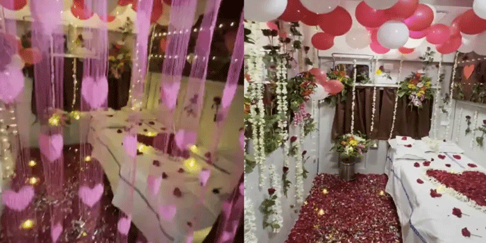 ട്രെയിനിലെ AC കോച്ച് ‘മണിയറ‘യാക്കി; നിറയെ ബലൂണും പൂക്കളും; സംഭവം വൈറൽ; പക്ഷേ,  ചീഫ് ടിക്കറ്റ് ഇൻസ്‌പെക്ടറുടെ പണി തെറിച്ചു- വീഡിയോ