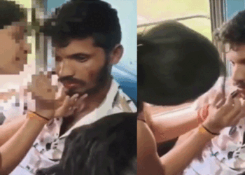 അങ്ങ് പിടിച്ചിരുത്തി ലിപ്സ്റ്റിക്കിട്ടു കൊടുത്തു; കൈകളിൽ വളയുമിട്ടു; ട്രെയിനിൽ യാത്ര ചെയ്യവെ ശല്യം ചെയ്ത യുവാവിനെ ‘കൈകാര്യം’ ചെയ്ത് യുവതി; വീഡിയോ