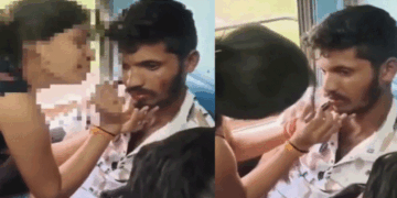 അങ്ങ് പിടിച്ചിരുത്തി ലിപ്സ്റ്റിക്കിട്ടു; കൈകളിൽ വളയുമിട്ടു; ട്രെയിനിൽ യാത്ര ചെയ്യവെ ശല്യം ചെയ്ത യുവാവിനെ ‘കൈകാര്യം’ ചെയ്ത് യുവതി; വീഡിയോ