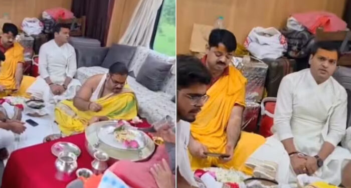 ഓടിക്കൊണ്ടിരുന്ന ട്രെയിനില്‍ പൂജ, തറയിലിരുന്ന് പുരോഹിതൻ കര്‍മ്മങ്ങള്‍ ചെയ്ത് പുരോഹിതന്‍, ചുറ്റും വെള്ള വസ്ത്രം ധരിച്ച് ആളുകള്‍, ചടങ്ങ് നടന്നത് വിഐപി കോച്ചില്‍, പിന്നാലെ വിശദീകരണവുമായി റെയില്‍വേ