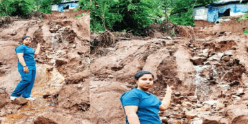 രാത്രി മൂന്നുമണിയോടെ പതിവില്ലാതെ പൂച്ചയുടെ കരച്ചിൽ; ഉറക്കമുണർന്ന കുടുംബം രക്ഷപ്പെട്ടത് തലനാരിഴയ്ക്ക്, വീടിരുന്നിടത്ത് ഉരുൾപൊട്ടി; മുറ്റം ഒലിച്ചുപോയി