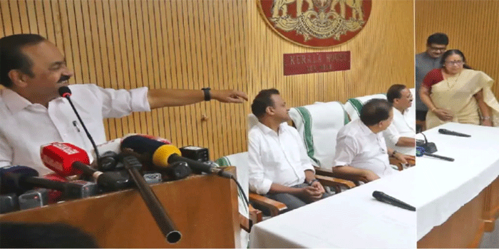 ‘ടീച്ചർ  വാ, ഇവിടെ വന്ന് ഇരിക്കൂ’; പി.കെ. ശ്രീമതിയെ വേദിയിലേക്ക് വിളിച്ചിരുത്തി വി.ഡി. സതീശൻ; കേരള ഹൗസിലെ ഓണാഘോഷ പരിപാടിയിൽ മുഖ്യമന്ത്രി സംസാരിക്കുന്നതിനിടെ വേറിട്ട കാഴ്ച