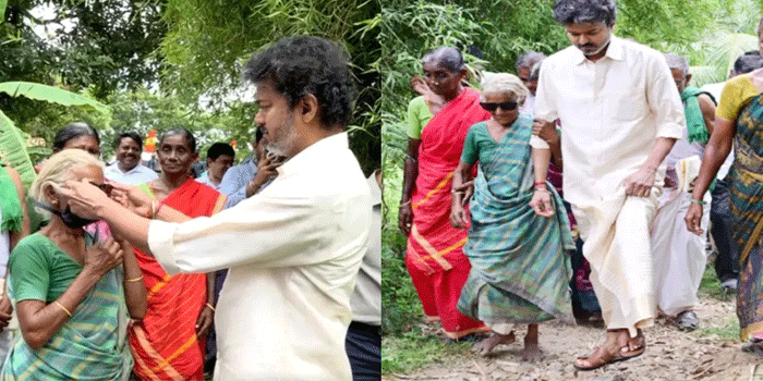 ’റൊമ്പ സന്തോഷം; കാണാനൊക്കെ മിടുക്കനാ, സിനിമേൽ കാണുന്നപോലെ തന്നെയാ’; ചെല്ലം ഈ ദിവസം ഒരിക്കലും മറക്കില്ല; വയോധികയ്ക്ക് സ്വന്തം സൺഗ്ലാസ് സമ്മാനിച്ച് തമിഴ്‌നാട് മുഖ്യമന്ത്രി വിജയ്; വില 40,000 രൂപയിലേറെ, ദൃശ്യങ്ങൾ വൈറൽ