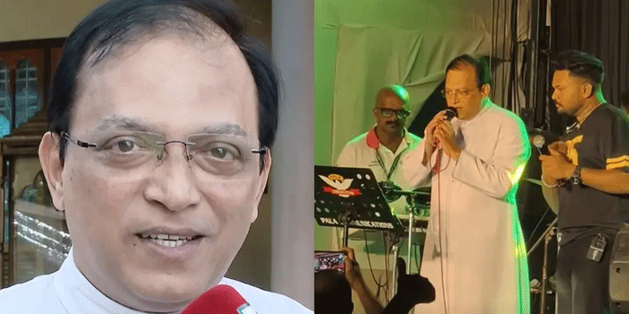 ‘രാധതൻ പ്രേമത്തോടാണോ കൃഷ്ണാ…’ ഗാനമേളയിൽ പള്ളീലച്ചൻ നിന്നങ്ങ് പാടി; പെരുന്നാൾ പരിപാടികൾ കാണാനെത്തിയ ഹൈന്ദവ സഹോദരങ്ങളുടെ അഭ്യർത്ഥന പ്രകാരം ആലാപനം; മതസൗഹാർദത്തിന്റെ മനോഹര നിമിഷം