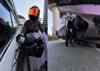 സ്പോര്‍ട്സ് ബൈക്ക് ഓടിക്കുകയായിരുന്ന യുവതിയെ പിന്തുടര്‍ന്നു, വണ്ടി നിര്‍ത്താന്‍ ആവശ്യപ്പെട്ട് അസഭ്യവര്‍ഷം, സൈഡ് ചോദിച്ചതിനു പിന്നാലെ കാറുകൊണ്ടിടിച്ച് വീഴ്ത്തി, നിര്‍ത്താതെ പോയ പ്രതികള്‍ക്കായി തിരച്ചില്‍ ശക്തം