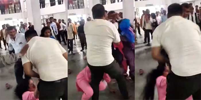 കുടുംബക്കോടതി വളപ്പിൽ ഭാര്യയും ഭർത്താവും തമ്മിൽ ഏറ്റുമുട്ടൽ, ഭാര്യയുടെ കരണത്ത് അടിച്ചു, നിലത്തുവീണു കിടക്കുന്ന യുവതിയുടെ മുടിയിൽ ചുഴറ്റിപ്പിടിച്ച് പൊക്കിയെടുത്തു, സംഭവം വീട്ടുകാർ ഏറ്റെടുത്തതോടെ നടന്നത് കൂട്ടത്തല്ല്!! വീഡിയോ വൈറൽ, രണ്ട് പേർ അറസ്റ്റിൽ