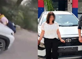 കാമുകിക്കൊപ്പം കാറിലിരുന്ന് മോമോസ് കഴിക്കുന്നതിനിടെ നേരെ ചെന്നുപെട്ടത് ഭാര്യയുടെ മുന്നിൽ, രക്ഷപ്പെടാതിരിക്കാൻ ബോണറ്റിനു മുകളിലേക്കു കിടന്ന ഭാര്യയെ 100 മീറ്ററോളം വലിച്ചിഴച്ചെന്ന് പരാതി, വാഹനം നിർത്തിയത് യുവതിയുടെ കരച്ചിൽകേട്ട് നാട്ടുകാർ ഓടിക്കൂടിയതോടെ!! ഭർത്താവും കാമുകിയും അറസ്റ്റിൽ