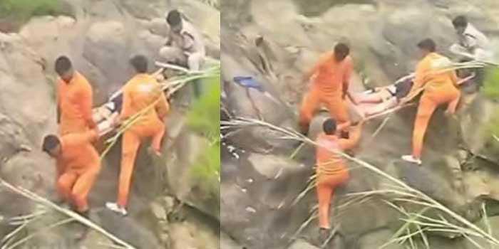 വാ​ഗമണ്ണിലെ ഇൻഫിനിറ്റി പൂളിൽ 800 അടിയിലേക്ക് പതിച്ച് യുവ ഡോക്ടർ; വീഴ്ച്ചയിൽ പാദം ഒടിഞ്ഞു തൂങ്ങി, അഗ്നിരക്ഷാസേന സാഹസീകമായി കരയ്ക്കെത്തിച്ചു, ഡോക്ടറെ വാഗമൺ ജംക്‌‌ഷനിൽ എത്തിച്ചത് രണ്ടു കീ.മീ. സ്ട്രെച്ചറിൽ കിടത്തി ചുമന്നു കൊണ്ട്